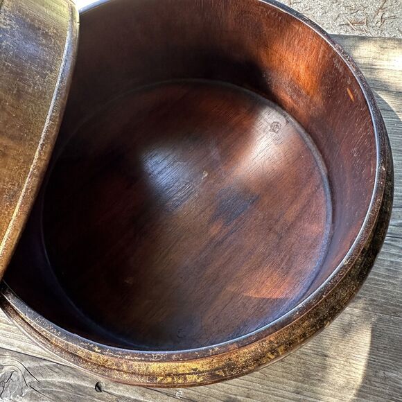 Vintage Burmese-Style Gold Wooden Lidded Bowl - Picture 9 of 12